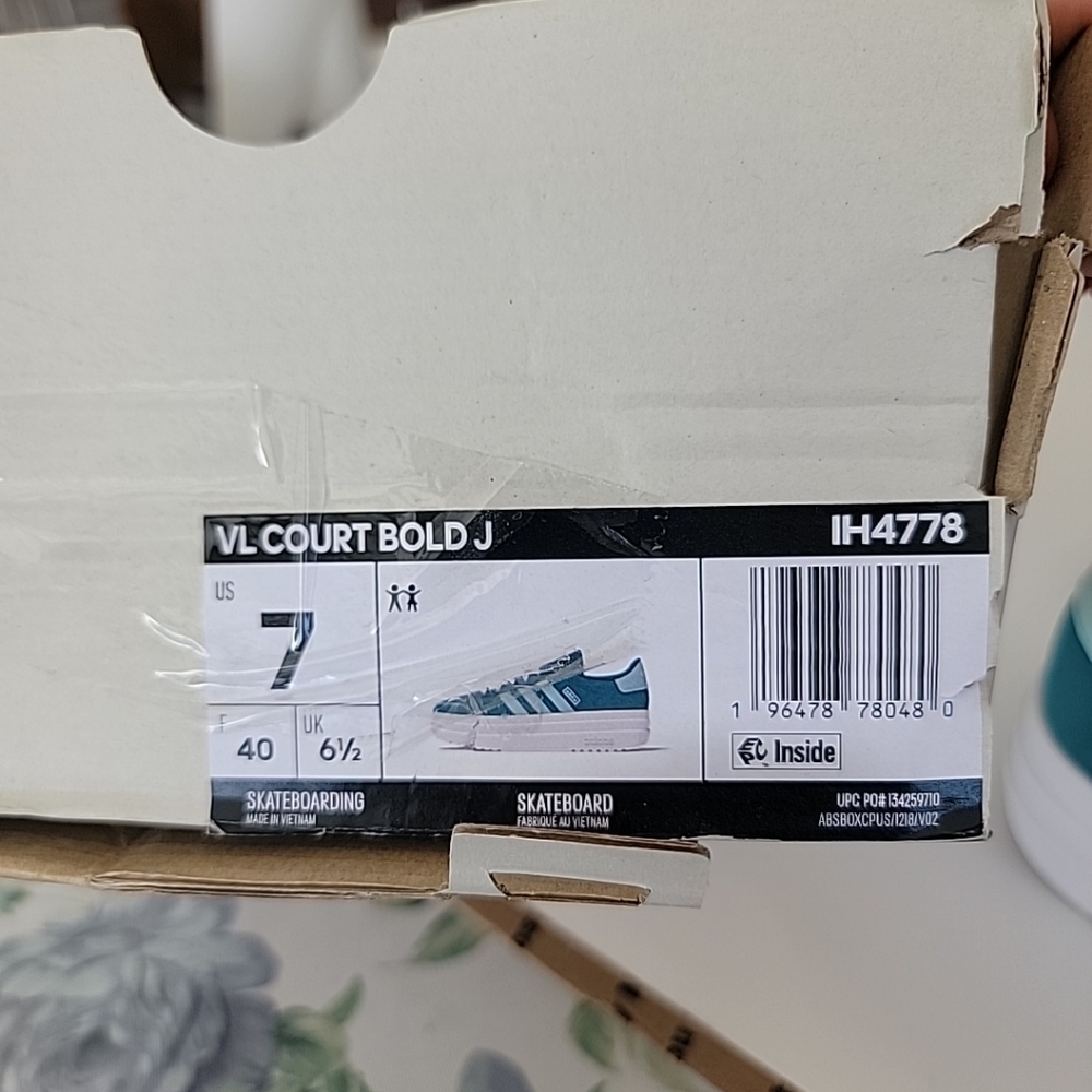 Adidas VL Court BOLD JR Skateboard Size 7Y IH4778 Arctic Fusion / Semi Flash Aq - Picture 12 of 12